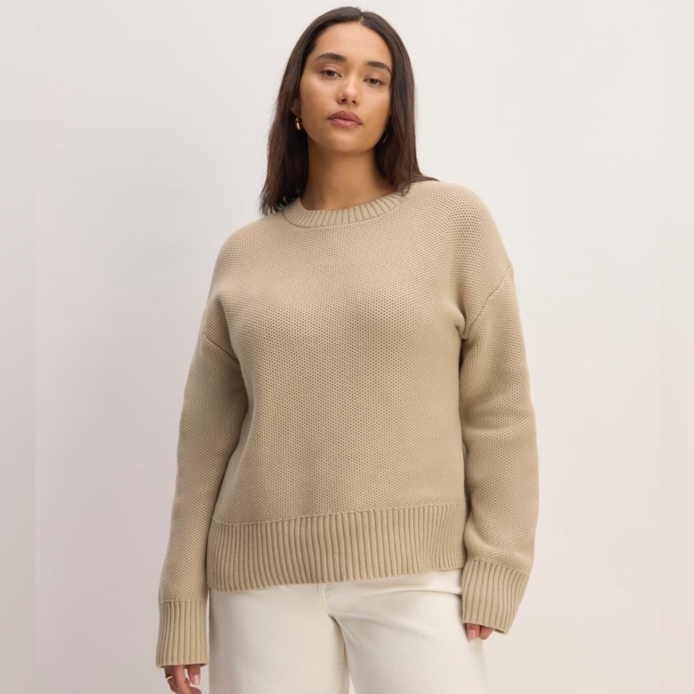 Everlane The Cotton Honeycomb Square Crew Sweater Medium